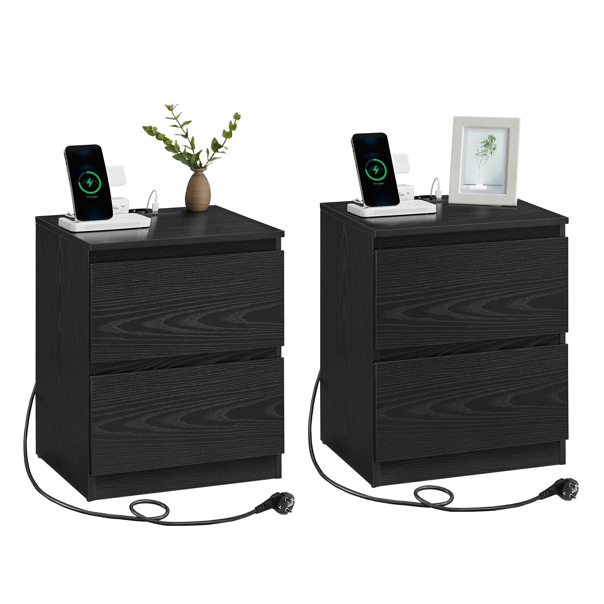 Sereva - Nachtkastjesset met Stopcontacten en USB-poort 2-Delig - Image 4