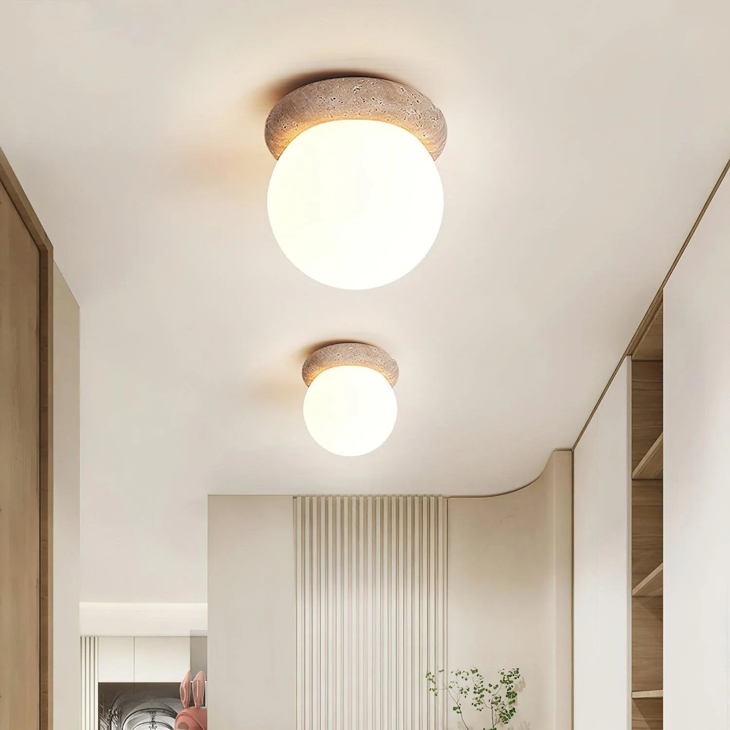 Serica - Travertin LED Plafondlamp