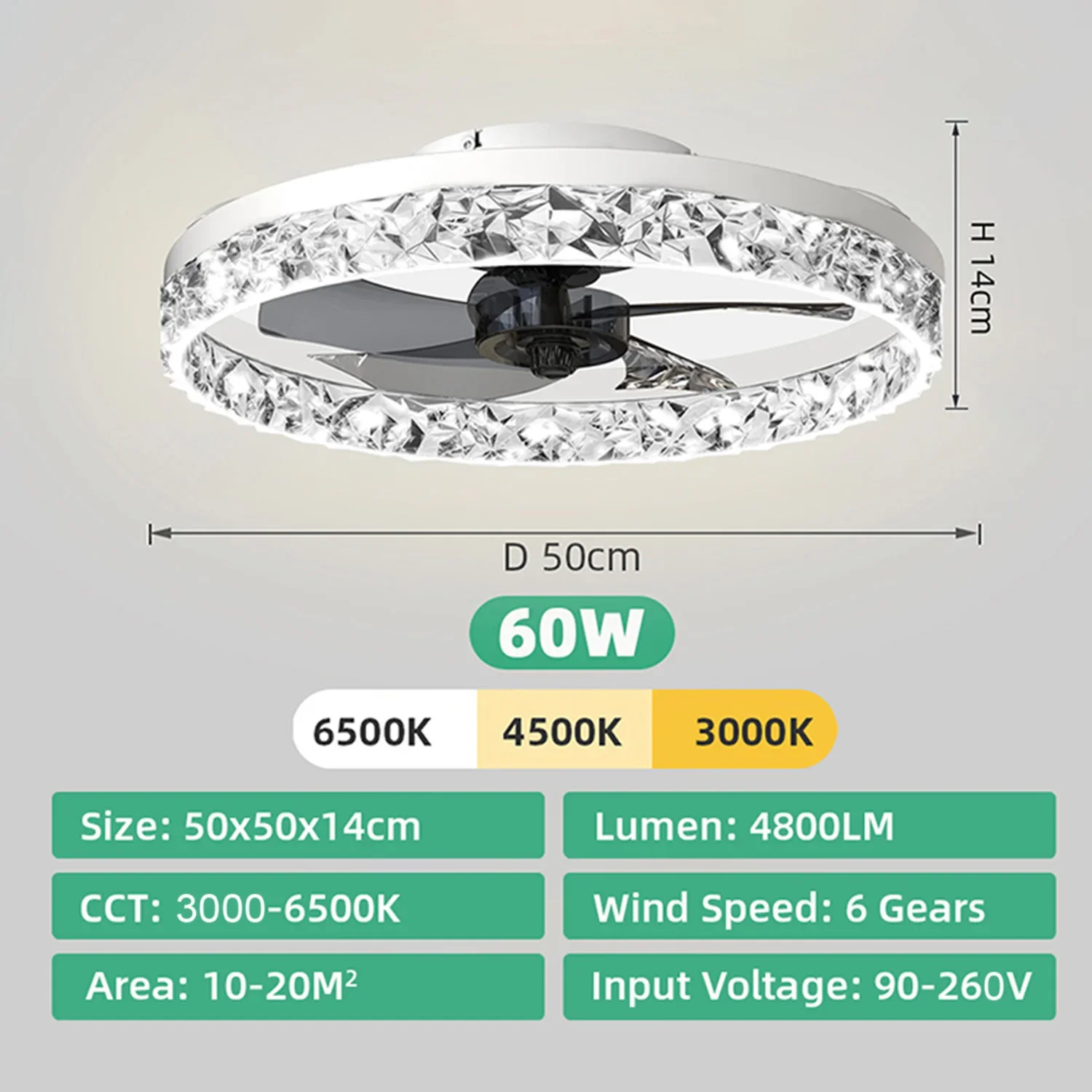 Solvion - Moderne Plafondventilator Met LED Lamp En Afstandsbediening - Image 2