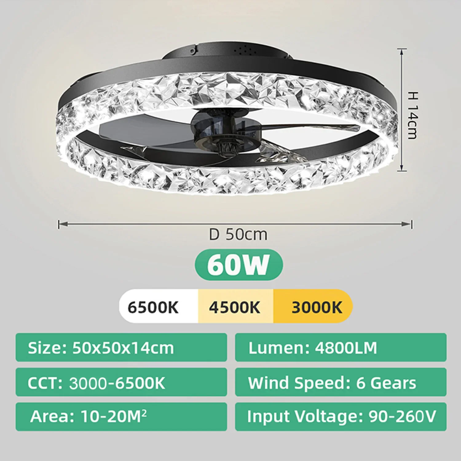 Solvion - Moderne Plafondventilator Met LED Lamp En Afstandsbediening - Image 3