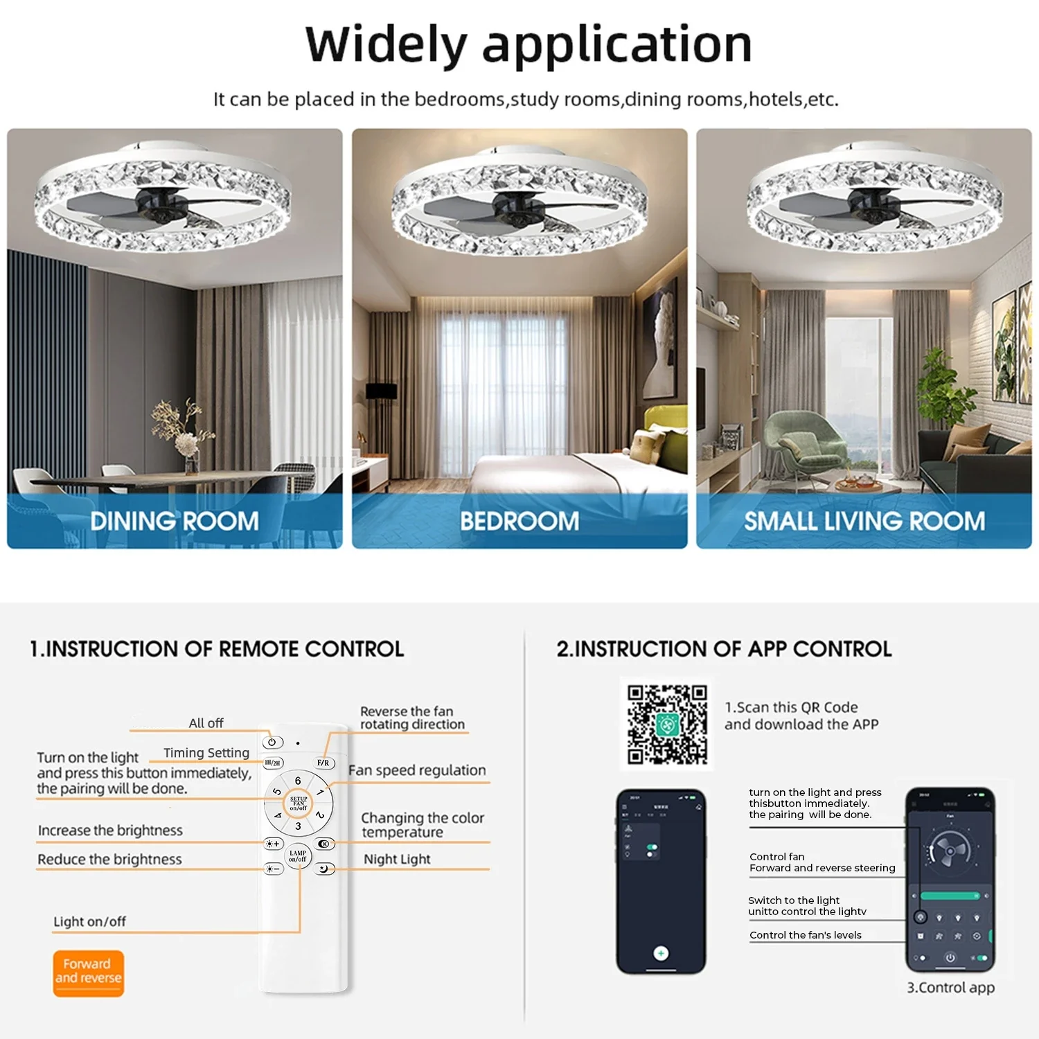 Solvion - Moderne Plafondventilator Met LED Lamp En Afstandsbediening - Image 7