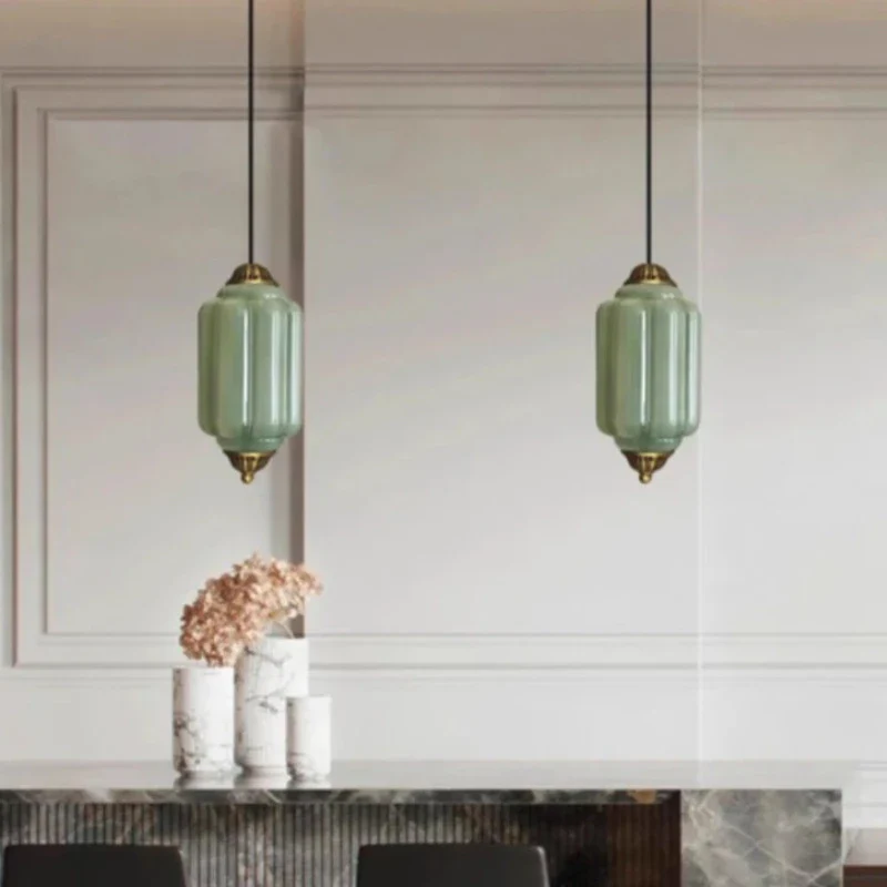 Sorayan - Vintage Melkglas Hanglamp Messing Groen