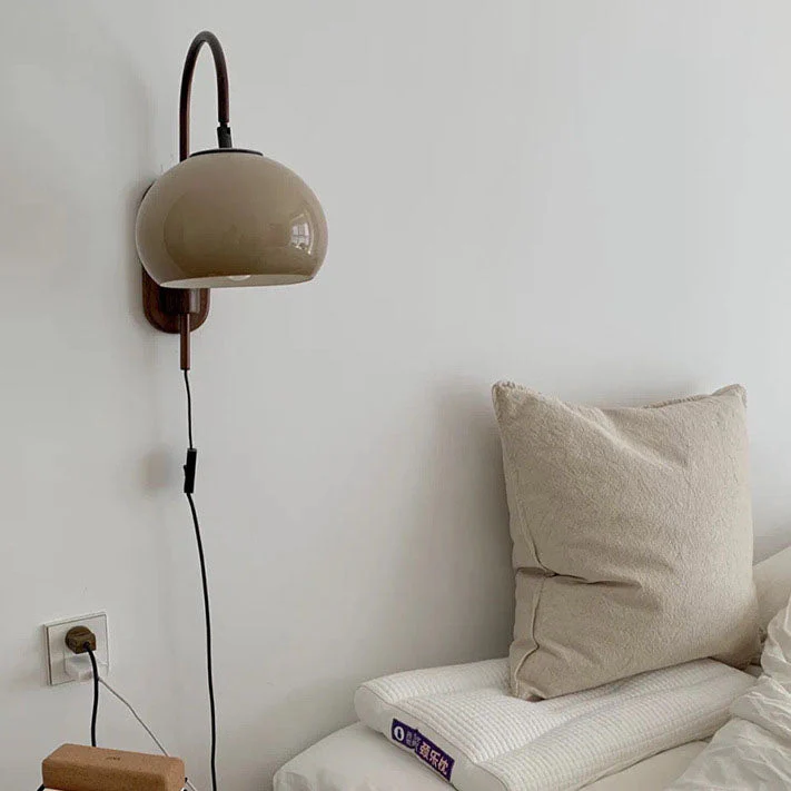 Sorévia - Massief Houten Wandlamp Met Glazen Bol