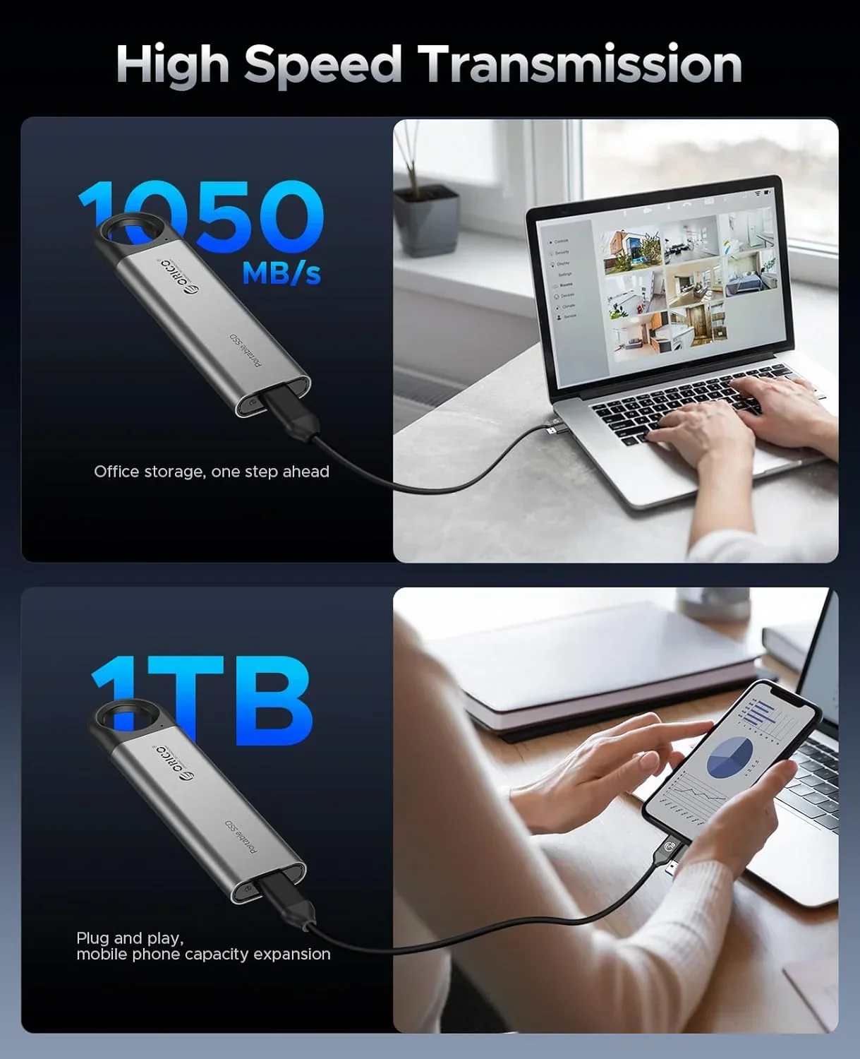 Stravix – Externe SSD 1TB met Ophangoog en Dubbele USB-C & A Kabel - Image 4