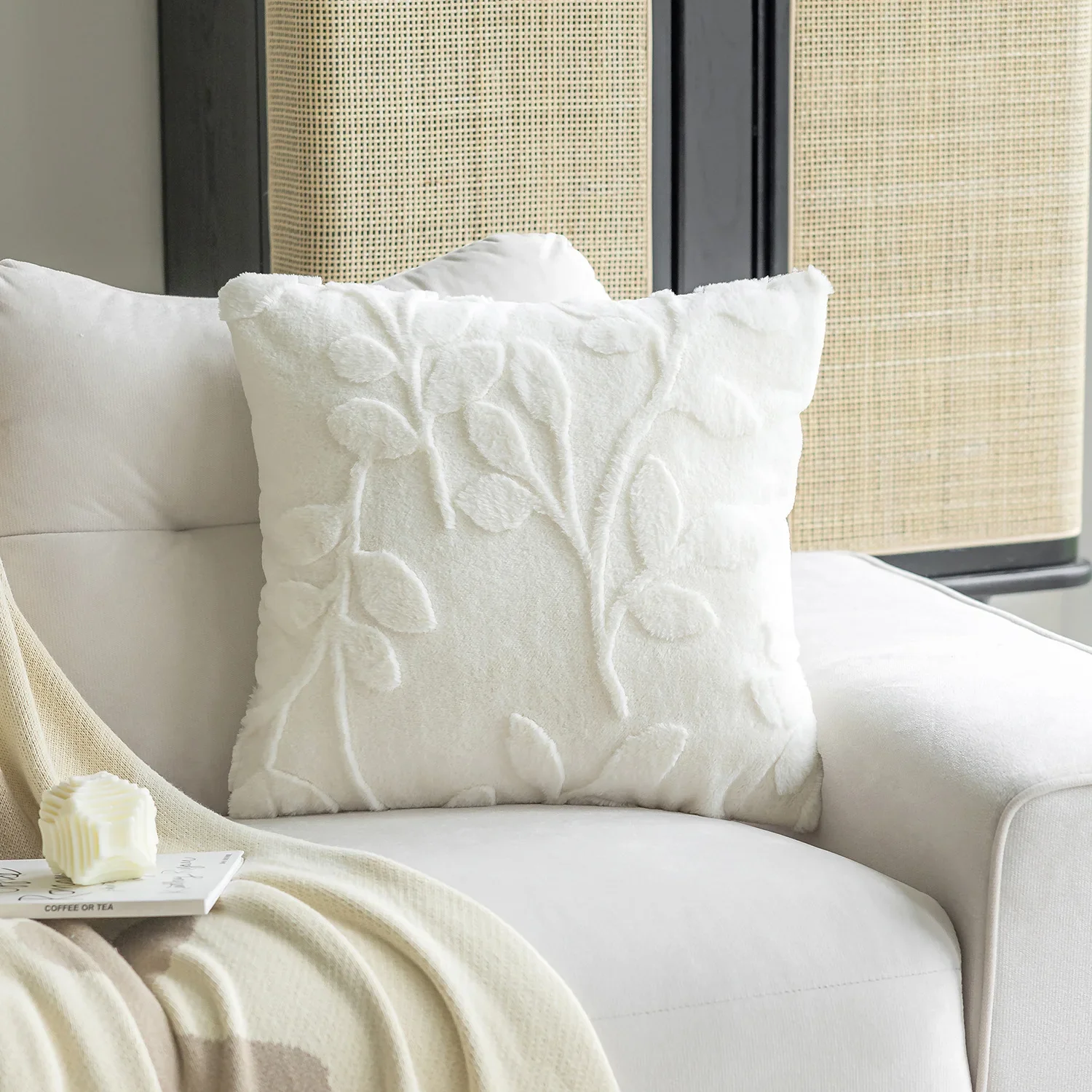 Sylvaran - 3D Jacquard Fluwelen Sierkussen Met Bladpatroon 45x45cm - Image 2