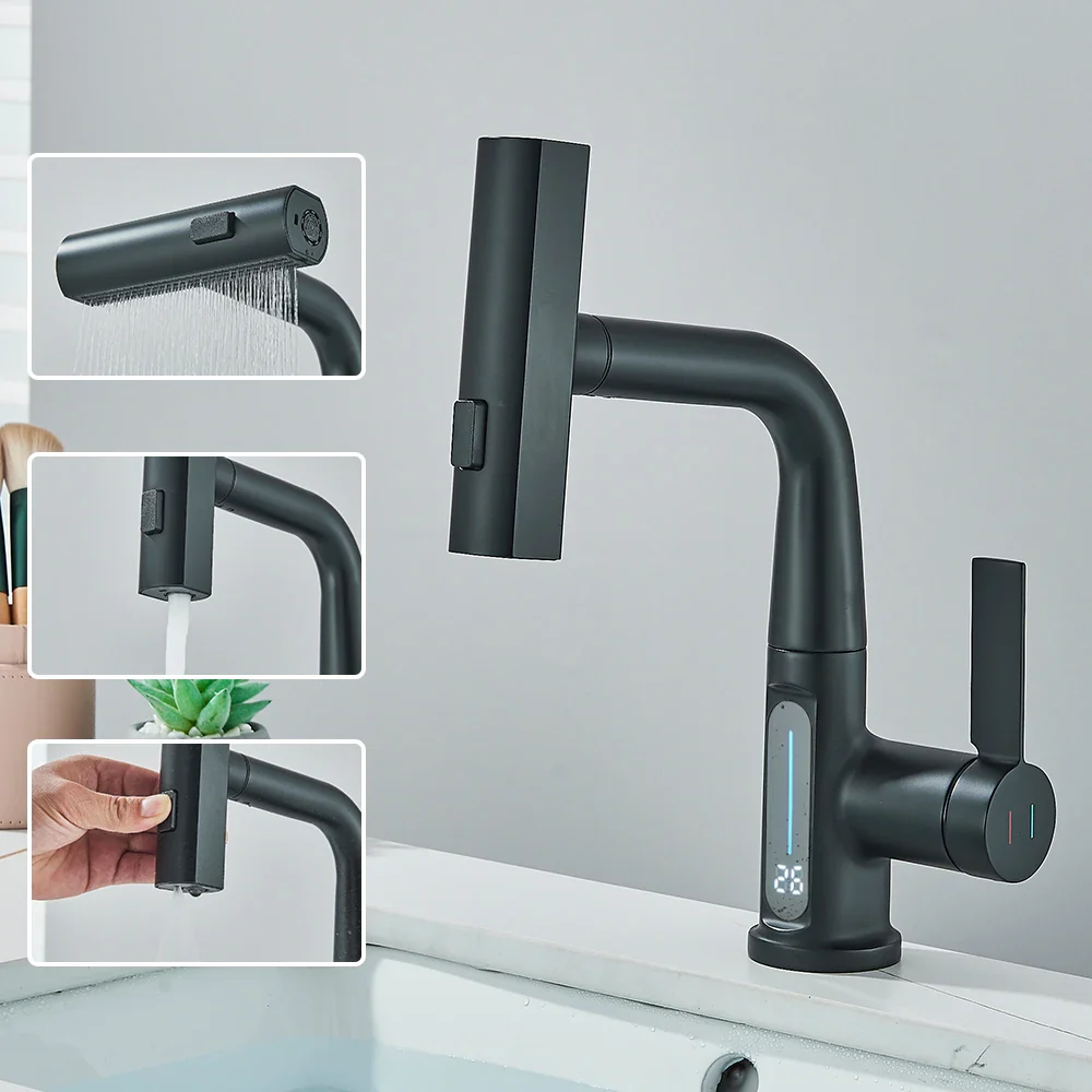Thalenya - Waterval Wastafelkraan met Temperatuurweergave en Op- en Neer Beweegbare Sproeier - Image 10