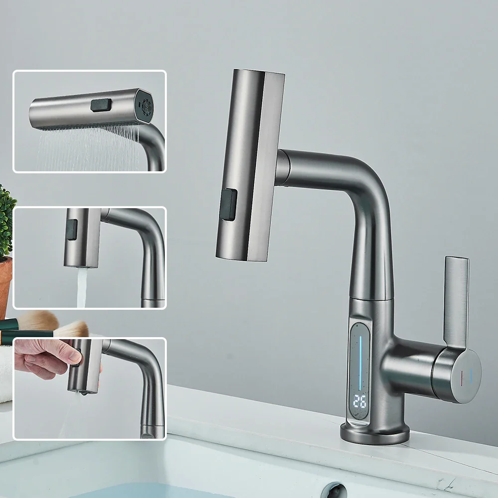 Thalenya - Waterval Wastafelkraan met Temperatuurweergave en Op- en Neer Beweegbare Sproeier - Image 11