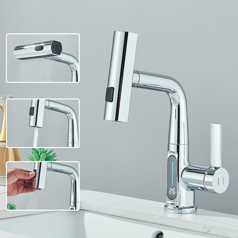 Thalenya - Waterval Wastafelkraan met Temperatuurweergave en Op- en Neer Beweegbare Sproeier - Image 7