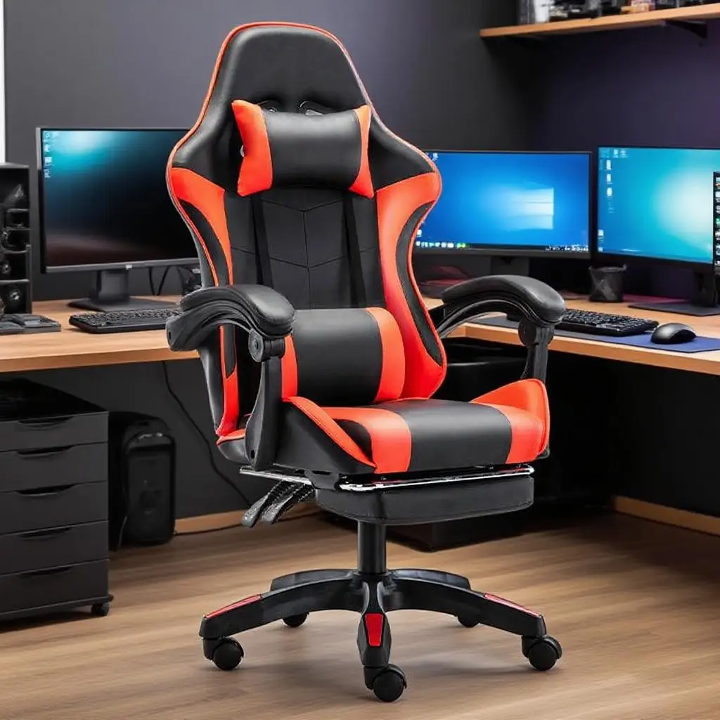 Trevoro - Gamingstoel met Voetsteun en Zacht Lendenkussen - Image 5