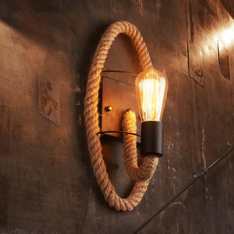 Valernio – Vintage Touw Wandlamp Rond Enkel Licht - Image 11