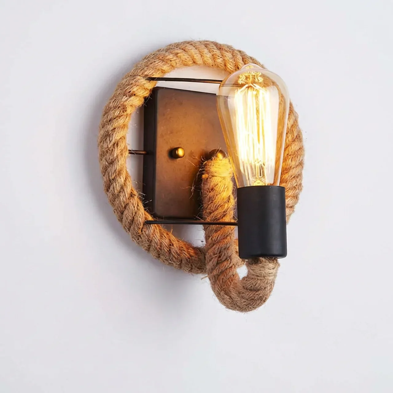Valernio – Vintage Touw Wandlamp Rond Enkel Licht - Image 3
