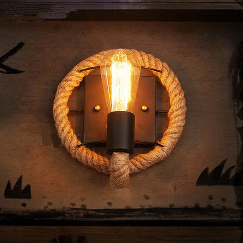 Valernio – Vintage Touw Wandlamp Rond Enkel Licht - Image 5