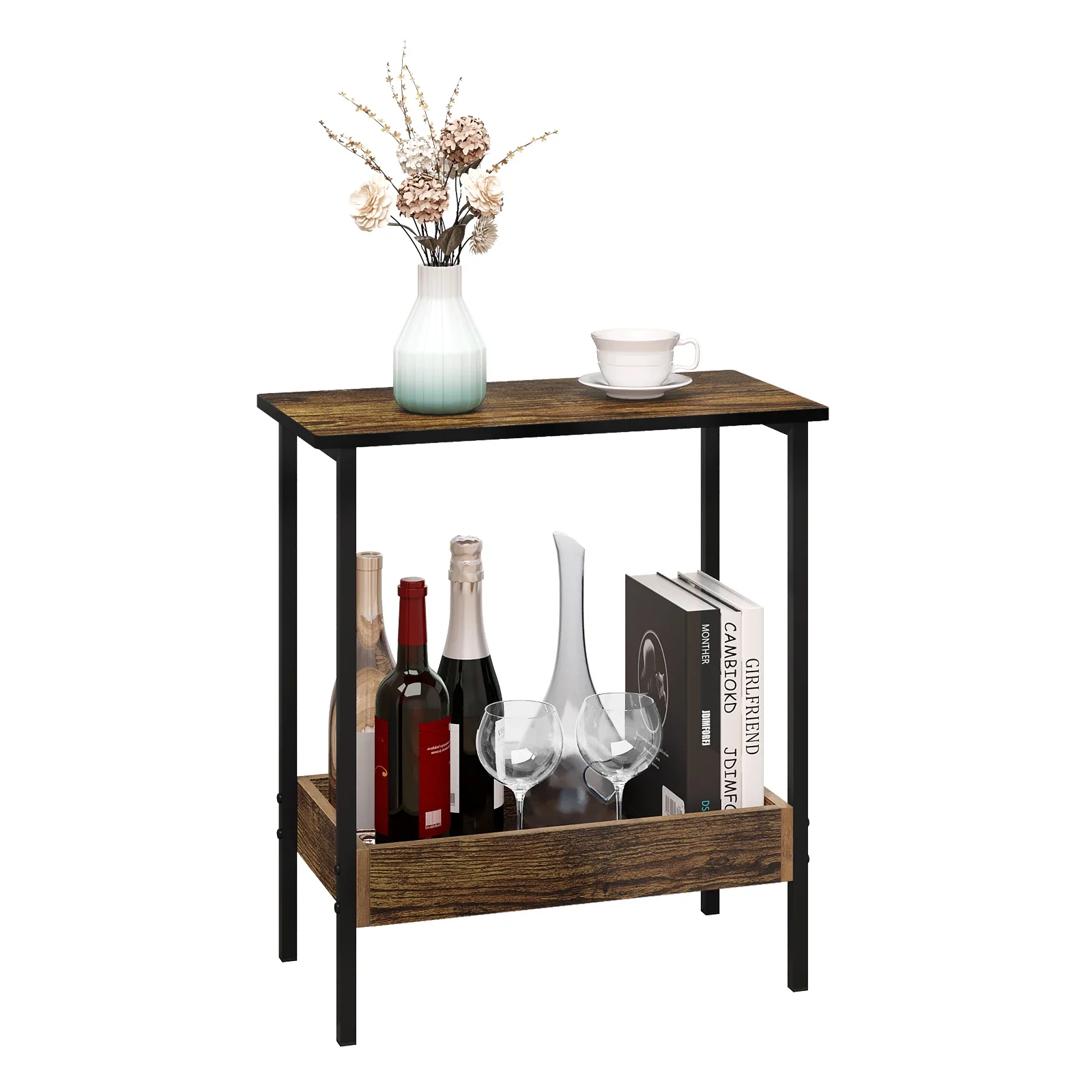 Velistra - Bijzettafel en Salontafel met 2 Legplanken en Extra Opbergruimte