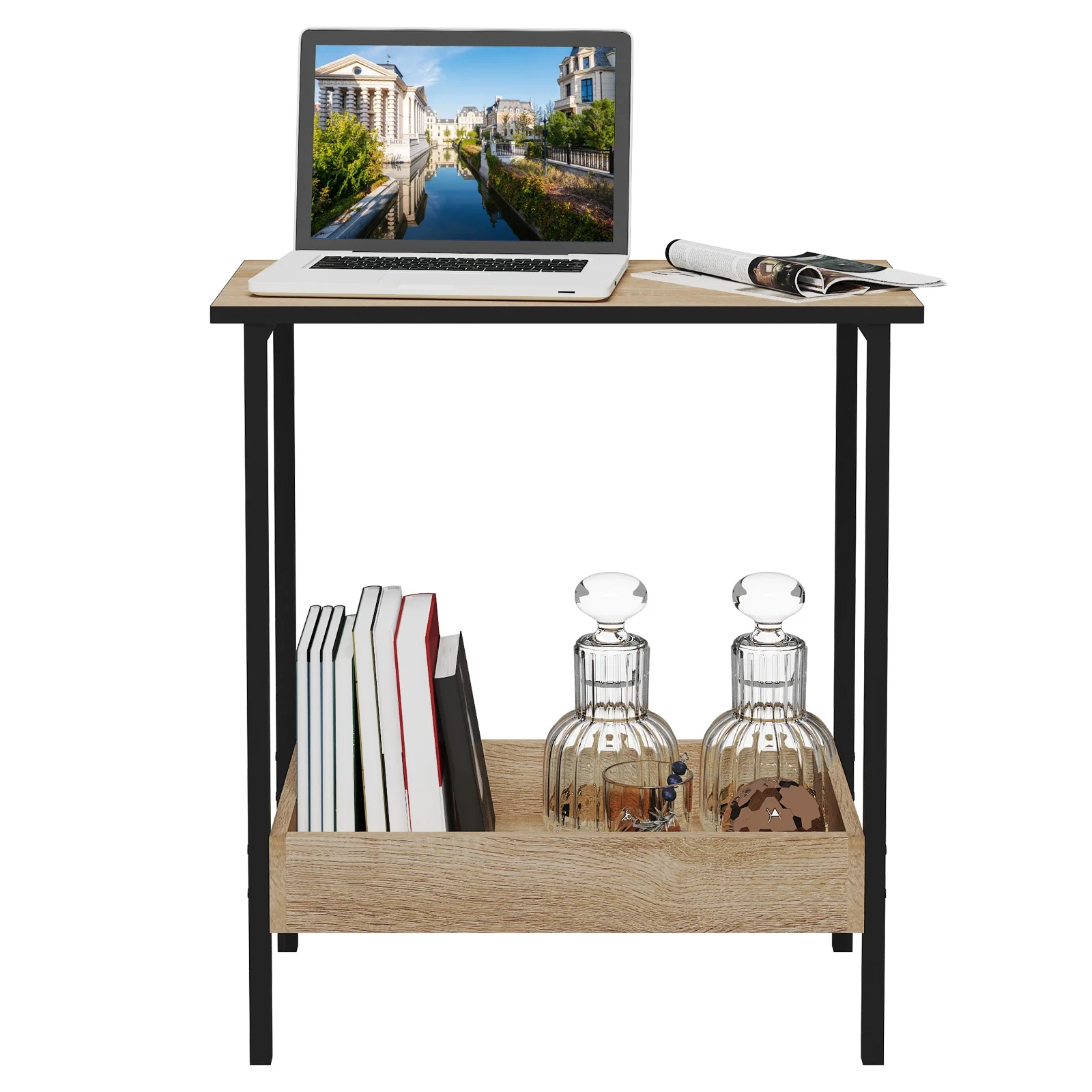 Velistra - Bijzettafel en Salontafel met 2 Legplanken en Extra Opbergruimte - Image 4