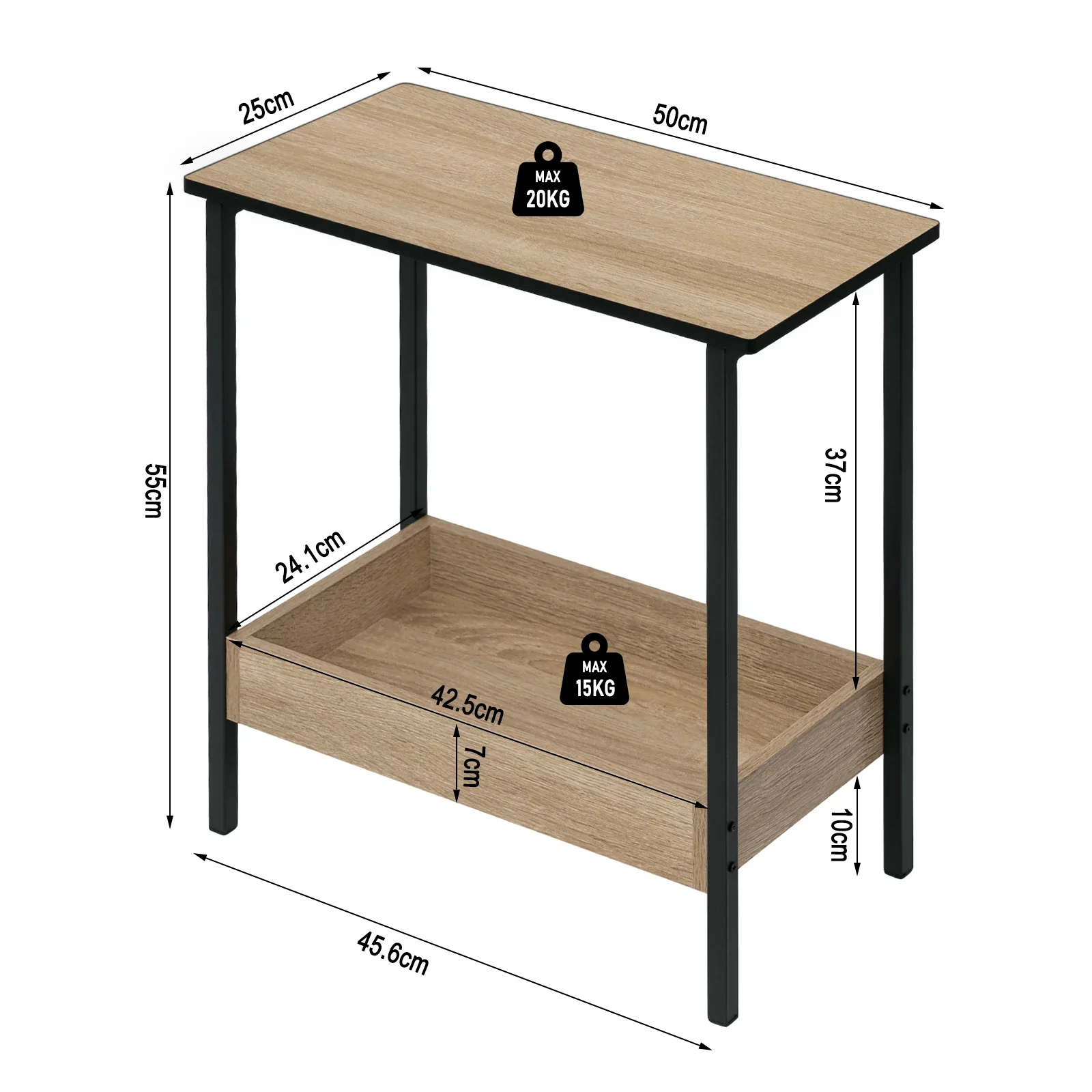 Velistra - Bijzettafel en Salontafel met 2 Legplanken en Extra Opbergruimte - Image 6