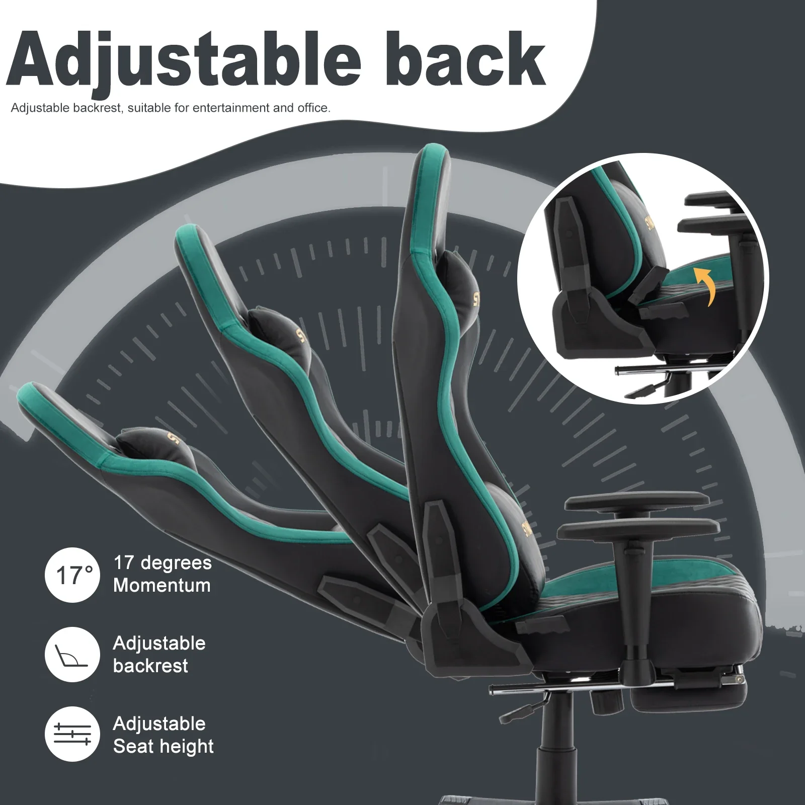 Vintoro - Ergonomische Gamingstoel van Zwart Kunstleer in Retrostijl - Image 7