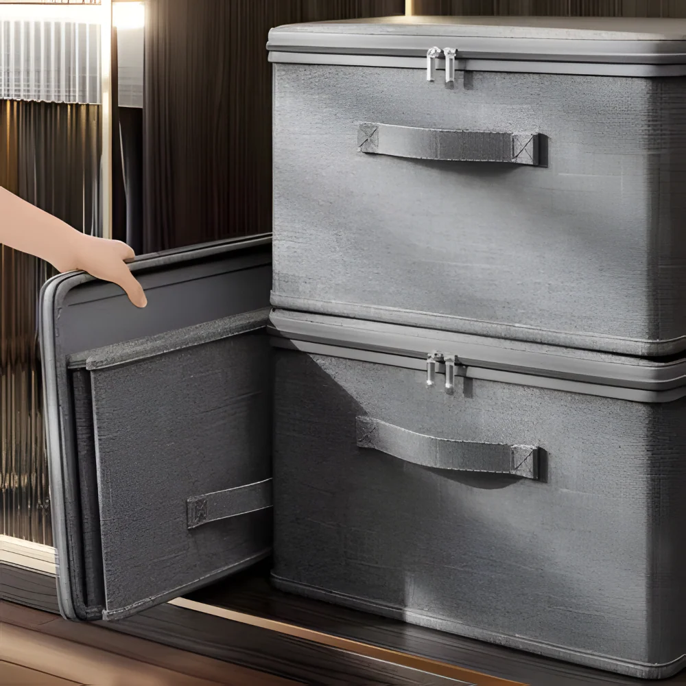 Virell – Grijze Stoffen Opbergbox Met Deksel - Image 8