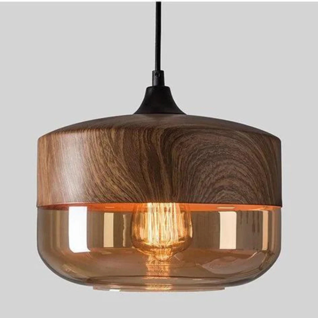 Viresta - Scandinavische Hanglamp van Hout en Getint Glas - Image 11