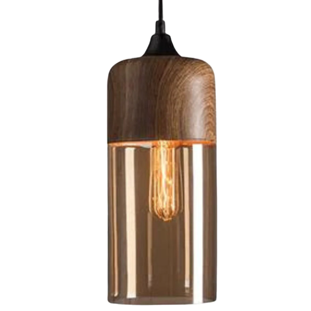 Viresta - Scandinavische Hanglamp van Hout en Getint Glas - Image 16