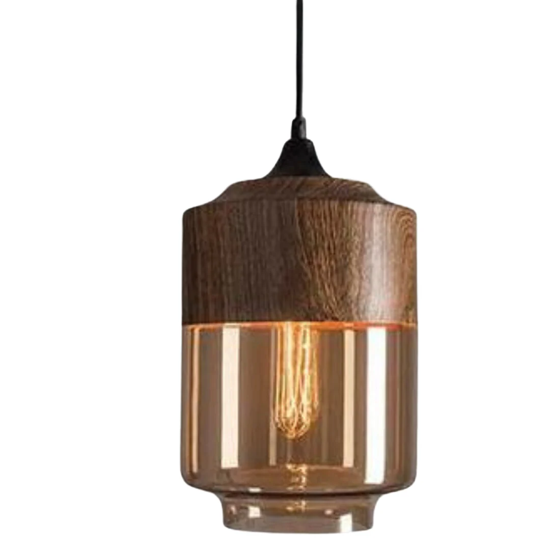 Viresta - Scandinavische Hanglamp van Hout en Getint Glas - Image 17