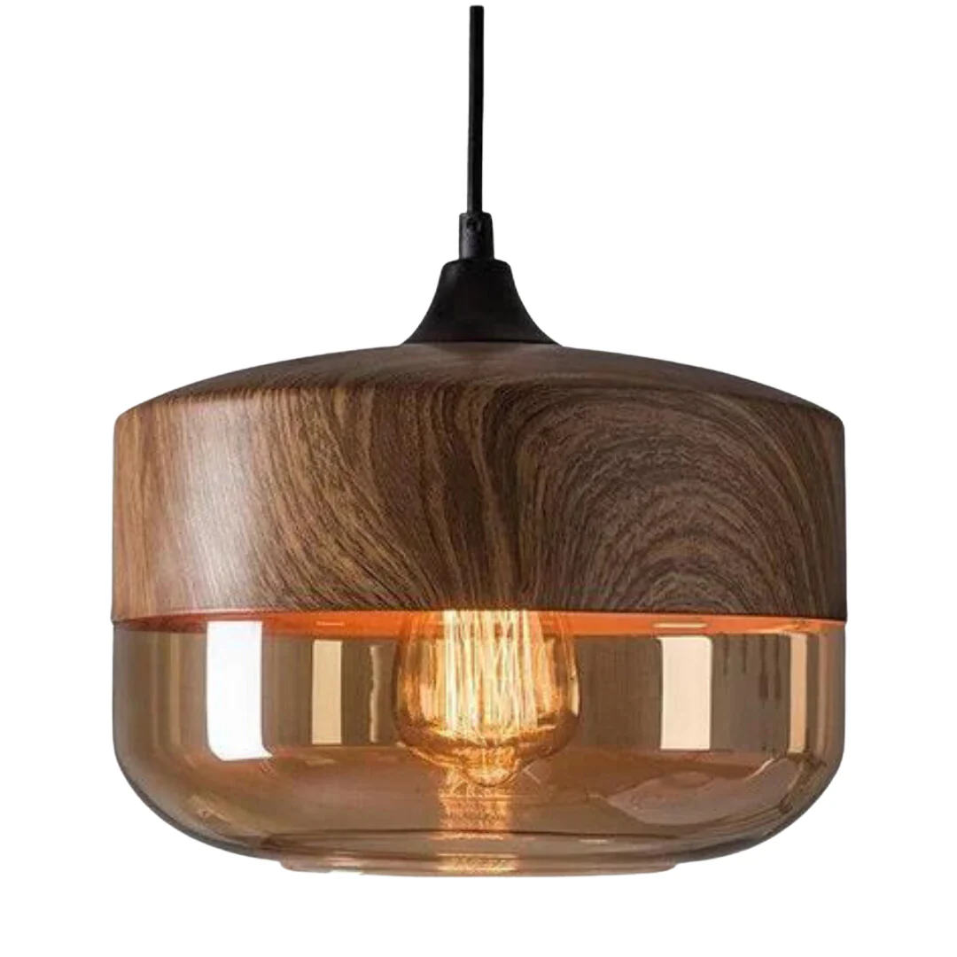 Viresta - Scandinavische Hanglamp van Hout en Getint Glas - Image 18