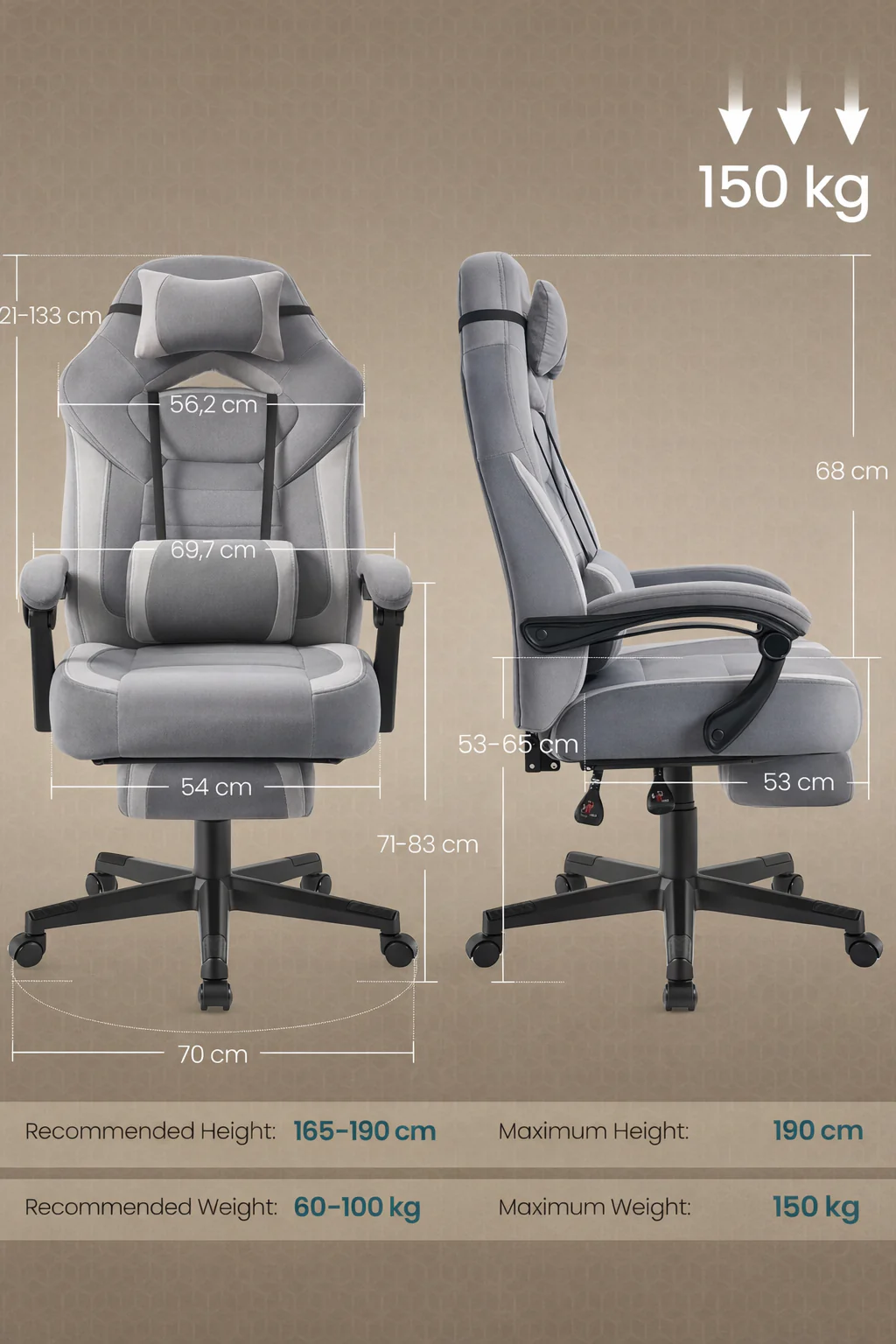 Xandero - Ergonomische Gaming Bureaustoel Met Voetensteun - Image 2
