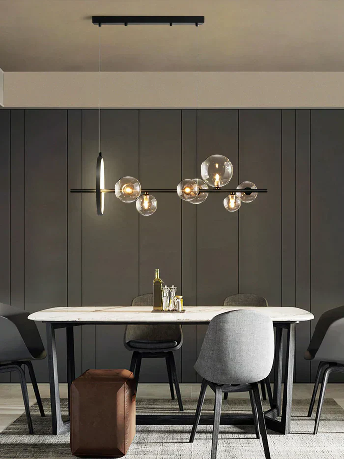 Zafiora – Lineaire LED Kroonluchter Met Glazen Bollen - Image 11