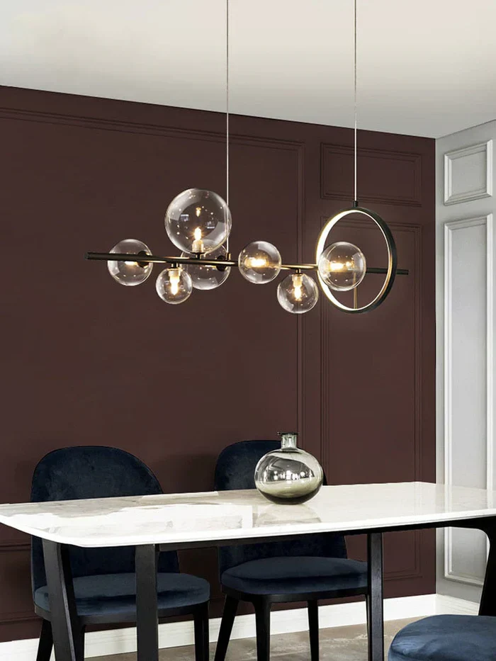 Zafiora – Lineaire LED Kroonluchter Met Glazen Bollen - Image 13