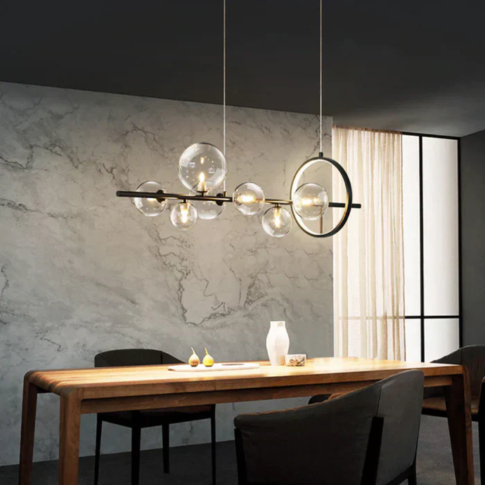 Zafiora – Lineaire LED Kroonluchter Met Glazen Bollen - Image 14