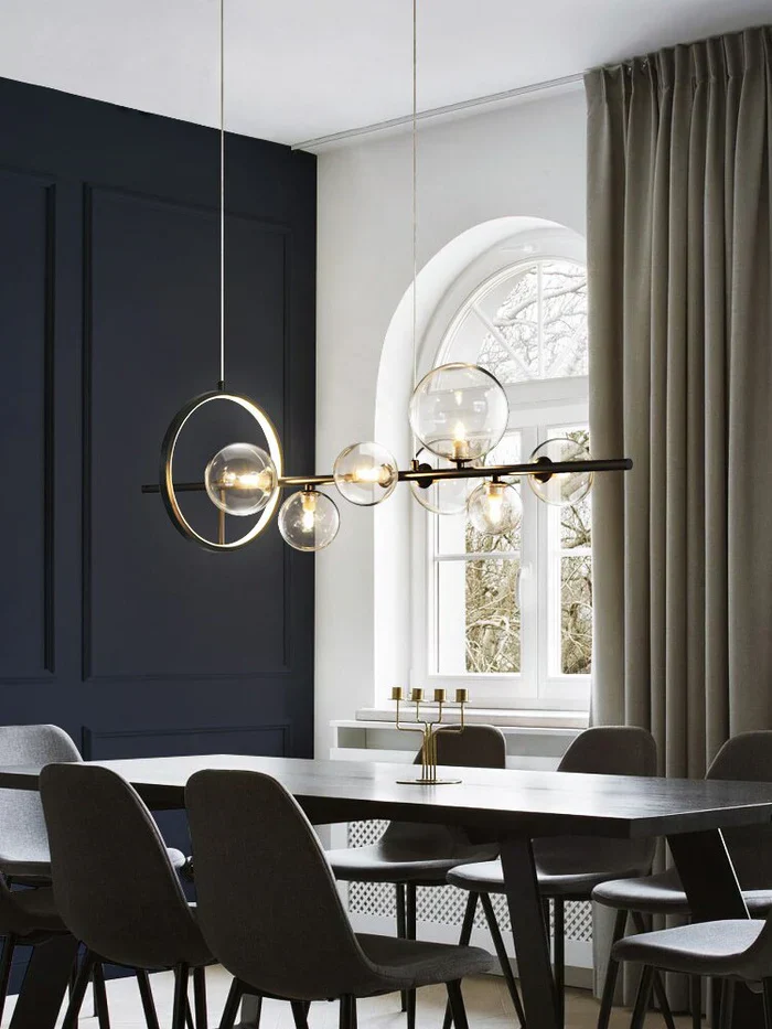 Zafiora – Lineaire LED Kroonluchter Met Glazen Bollen - Image 7