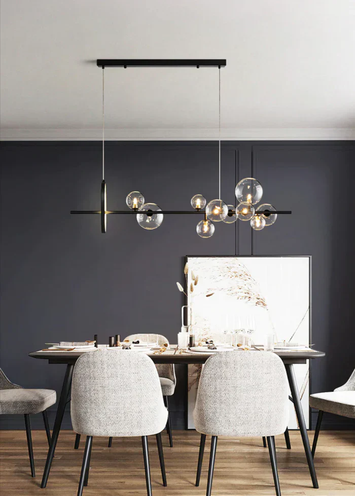 Zafiora – Lineaire LED Kroonluchter Met Glazen Bollen - Image 8
