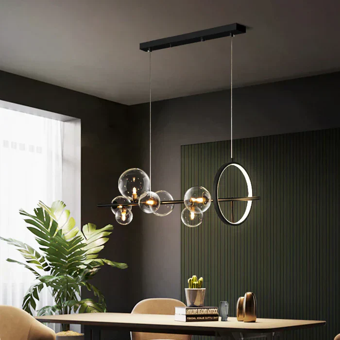 Zafiora – Lineaire LED Kroonluchter Met Glazen Bollen - Image 9