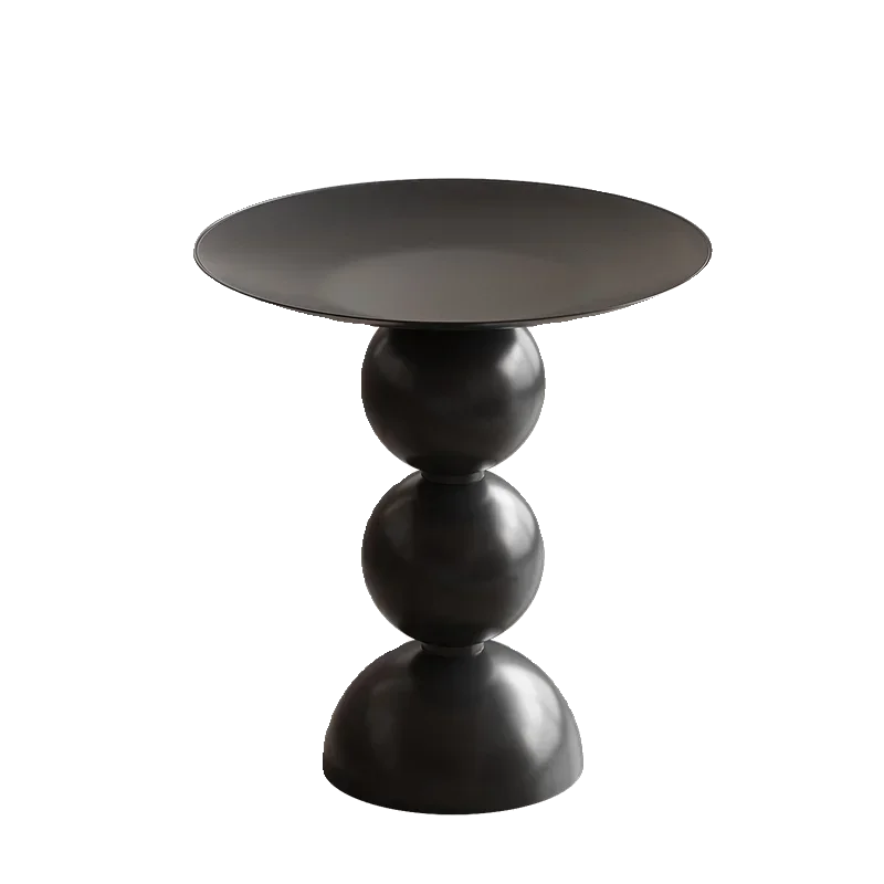 Zanverro - Ronde Retro Zwarte IJzeren Bijzettafel - Image 2