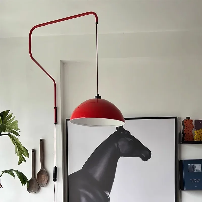 Zarvelio – Vintage Rode Wandlamp Met Lange Arm E27 - Image 6