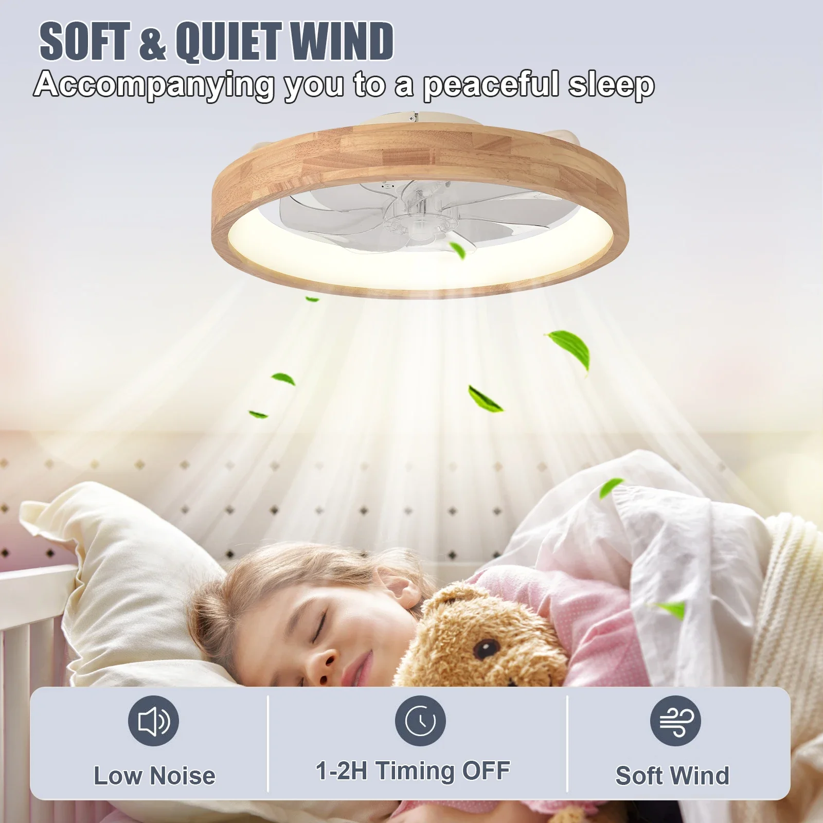 Zerion - Smart Plafondventilator Met LED Lamp En App Bediening - Image 3