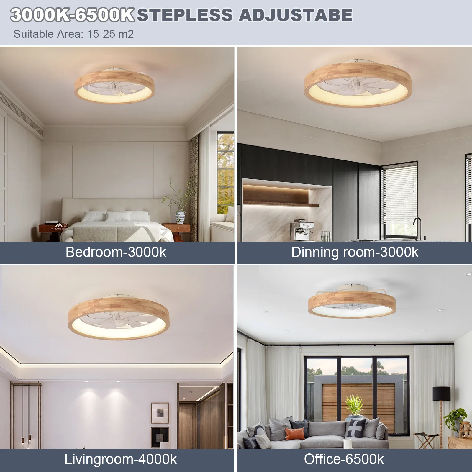 Zerion - Smart Plafondventilator Met LED Lamp En App Bediening - Image 4