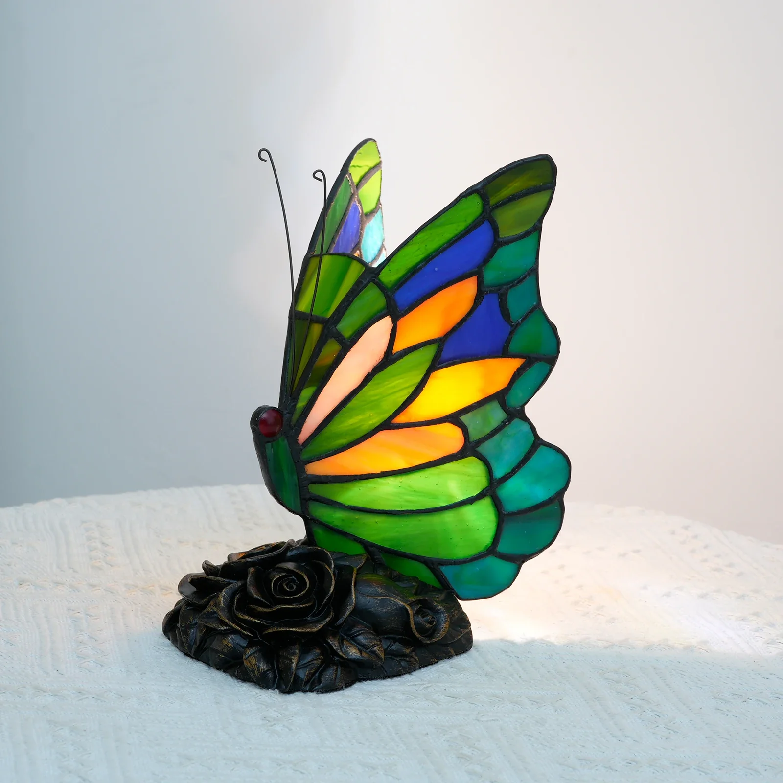 Zyrelis - Vintage Glas Tafellamp Vlinder Design