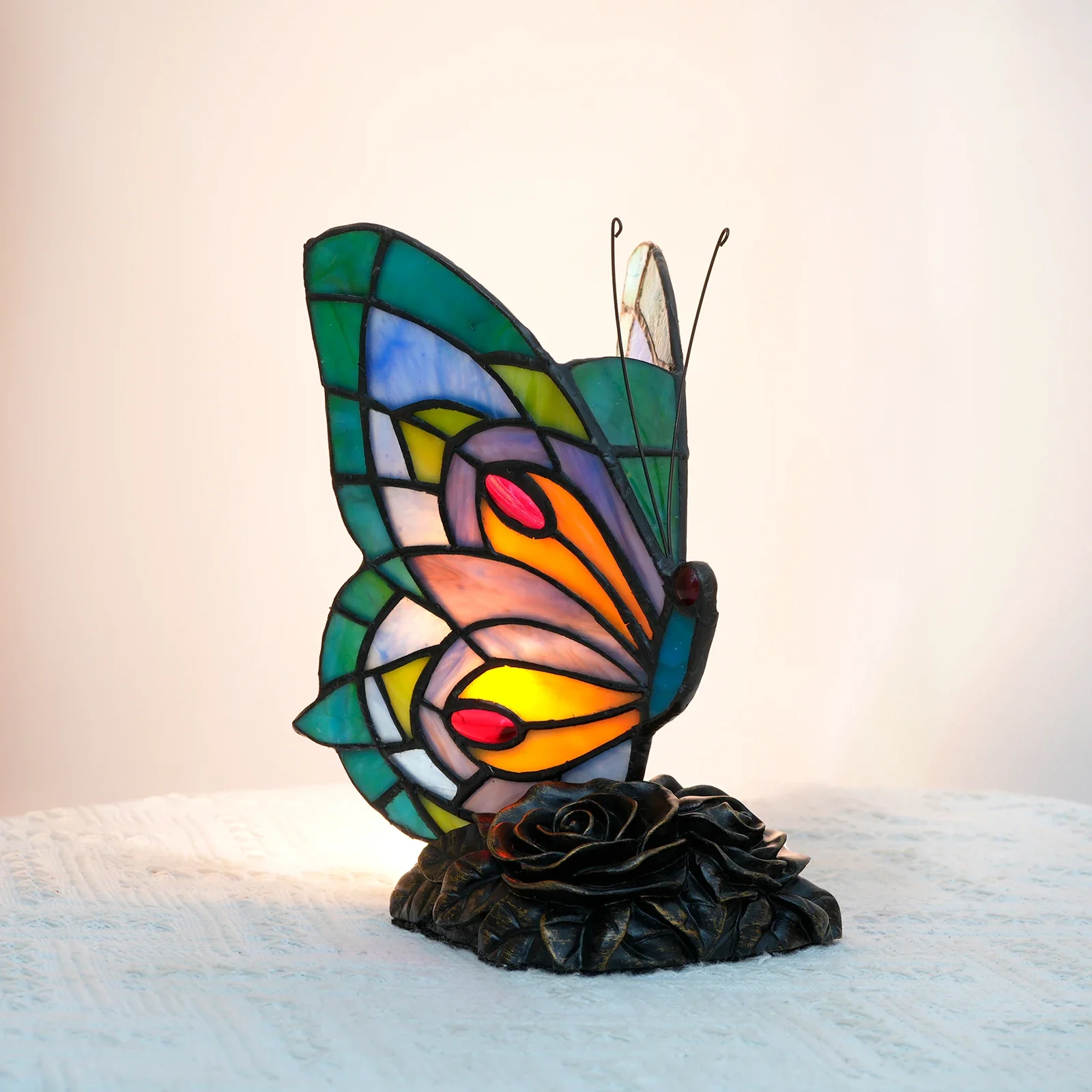 Zyrelis - Vintage Glas Tafellamp Vlinder Design - Image 13