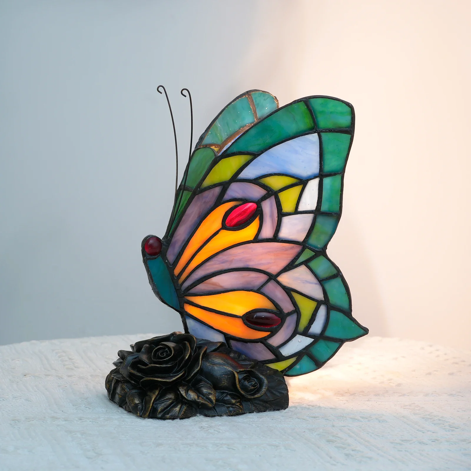 Zyrelis - Vintage Glas Tafellamp Vlinder Design - Image 5