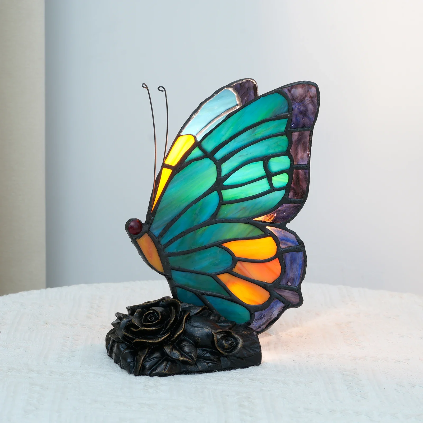 Zyrelis - Vintage Glas Tafellamp Vlinder Design - Image 6