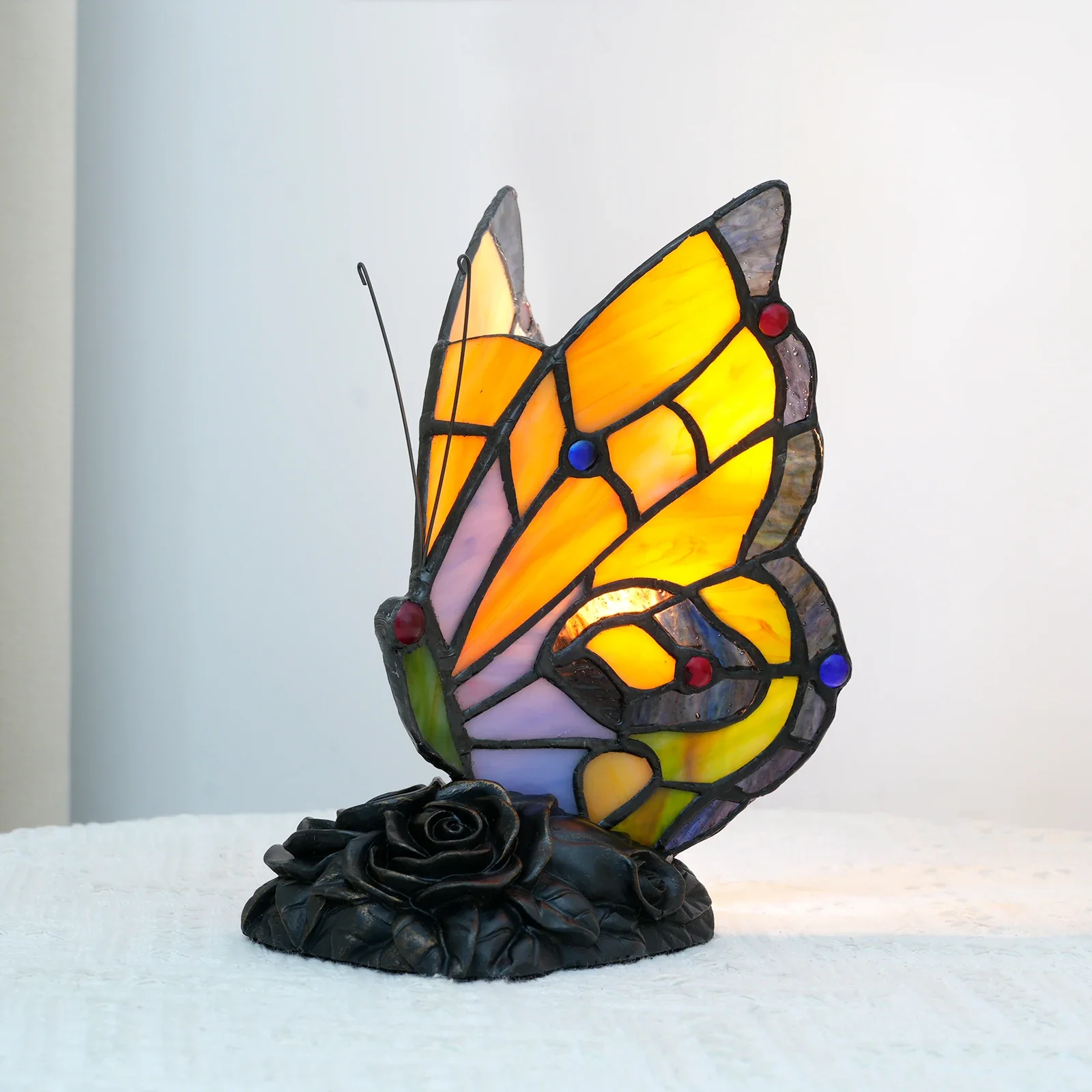 Zyrelis - Vintage Glas Tafellamp Vlinder Design - Image 8